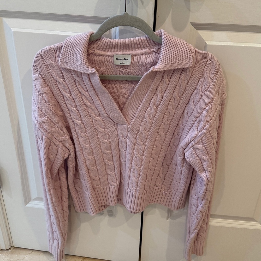 Sunday Best Light Pink Cable Knit Pullover